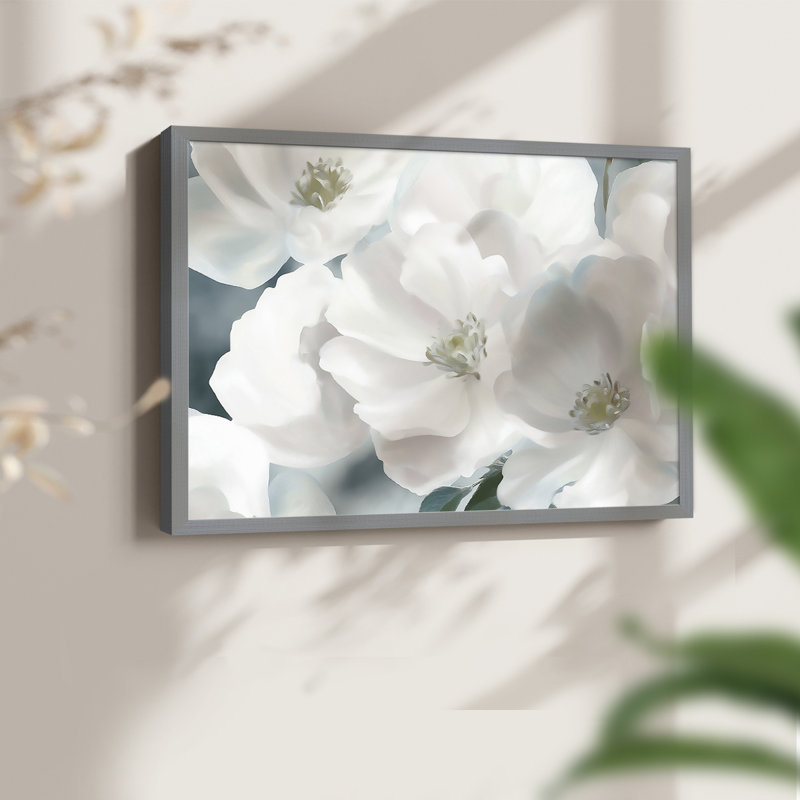 Série florale - XIXe - Reproduction encadrée - Restickable, H 8 po x l 10 po, Gris