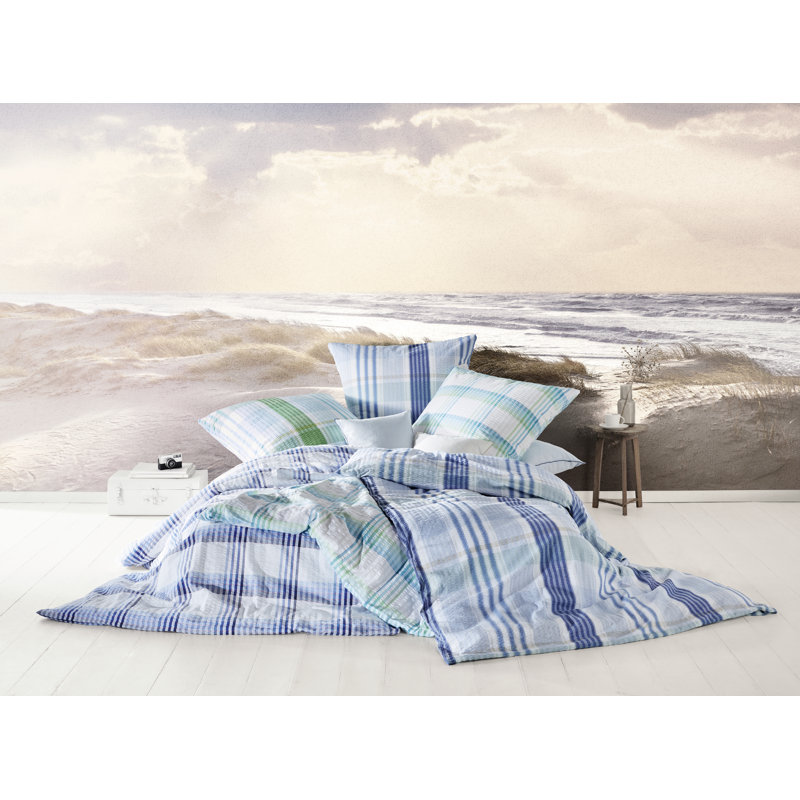 Rio 150 TC Reversible Duvet Cover Set, Green, Double - 2 Pillowcases (80 x 80 cm)