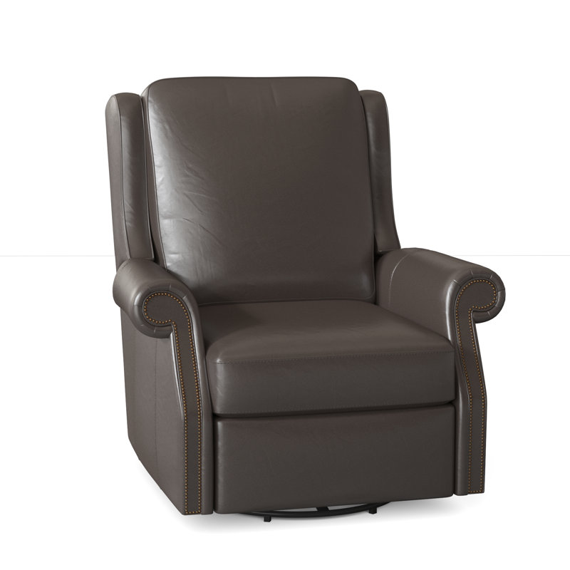 Barcelo Recliner, Anilina Hunter Genuine Leather, Gunmetal, Manual Recline w/Inside Release