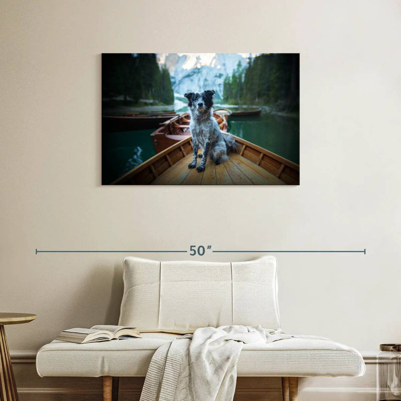 Border Collie On Boat, 24" H x 36" W