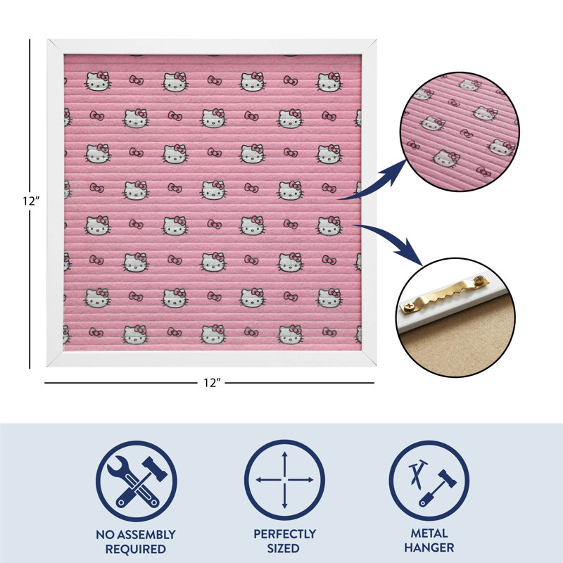 Le bloc-notes Hello Kitty de 12 po x 12 po avec cadre en panneau de fibres à densité moyenne comprend 145 caractères