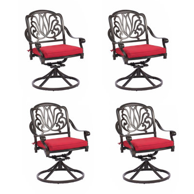 Chaises de patio pivotantes en aluminium coulé pour l'extérieur avec coussins, chaises berçantes Elizabeth