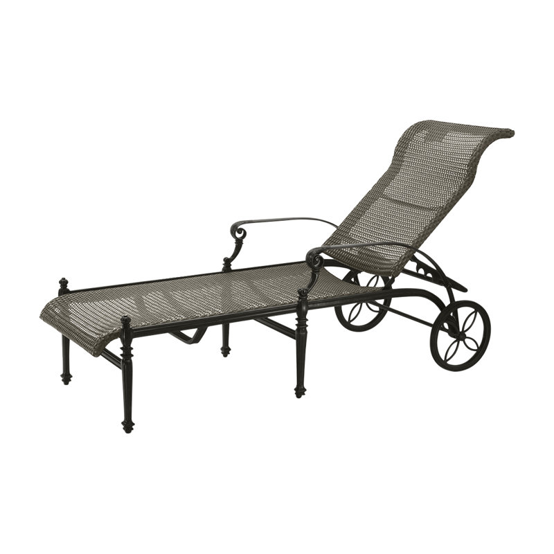 Grand Terrace Woven Chaise Lounge, Mahogany Wicker, Vintage