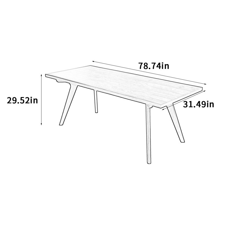 Table de salle à manger rectangulaire en noyer noir, H 29,52 po x L 78,74 po x l 31,49 po