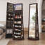 Chrisney Swivel Jewelry Armoire with Full Length Mirror, Interior Vanity Mirror and 3-Color Lights-702962971
