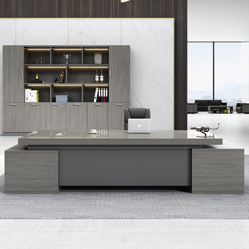 70.87"Modern Minimalist Grey L-shaped Desk, 29.53" H x 70.87" W x 62.99" D