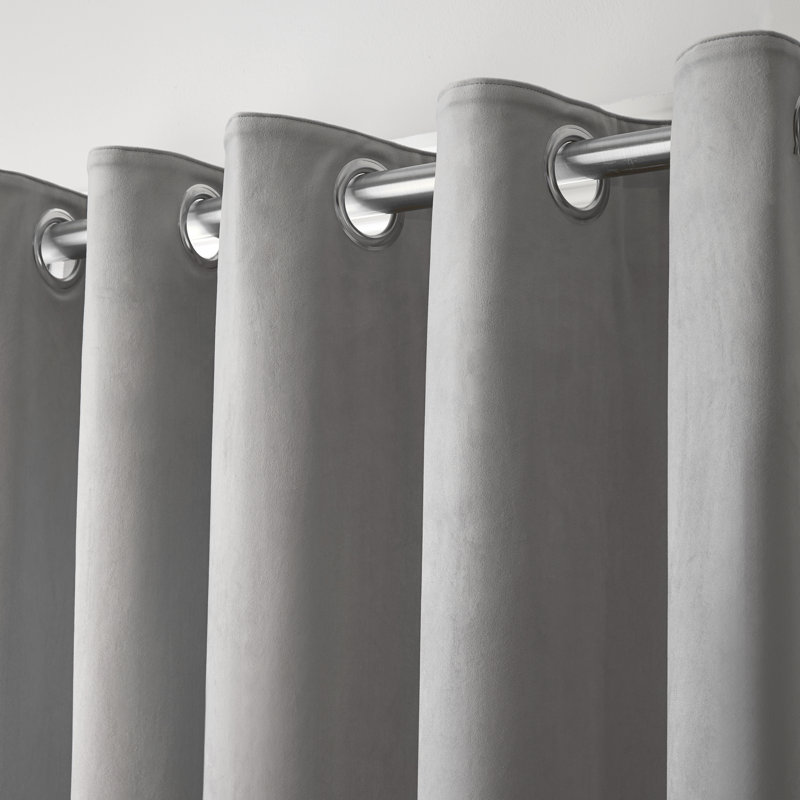 Montrose Eyelet Blackout Curtains, Silver, 229 cm W x 229cm D