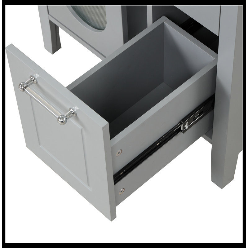 Meuble-lavabo simple 24 po avec plateau en céramique Nahriah, Gris