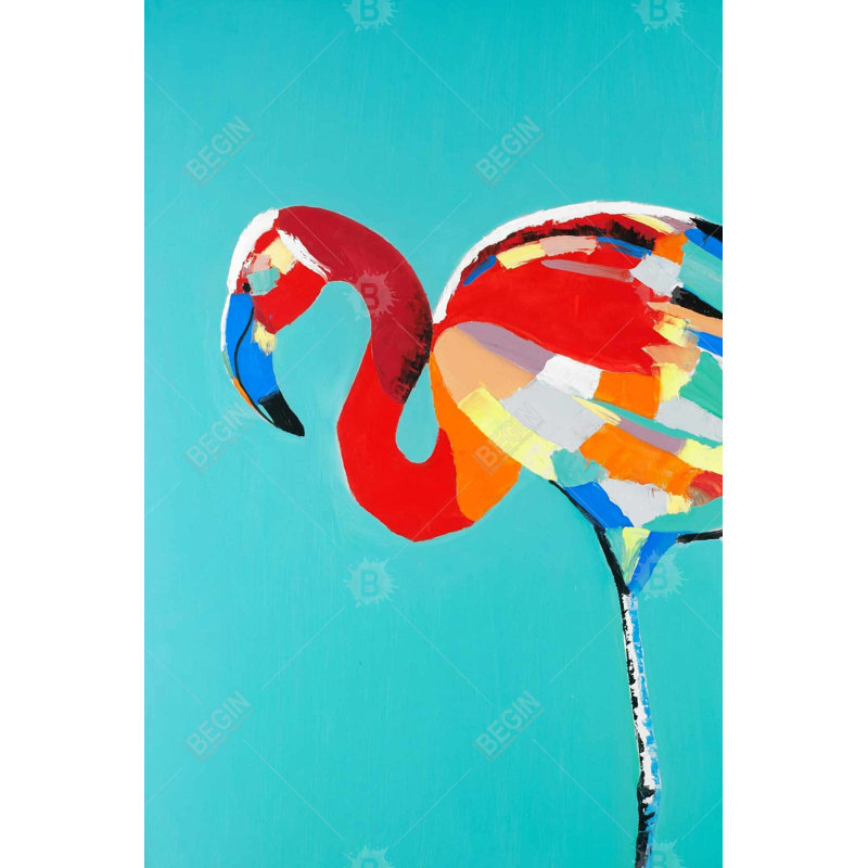 Abstrait flamant rose - Art sur toile encadré pour la décoration intérieure