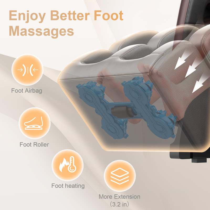 Fauteuil de massage chauffé 27 po en similicuir pour tout le corps, fauteuil de massage zéro gravité à 10 rouleaux fixes pour la détente à domicile