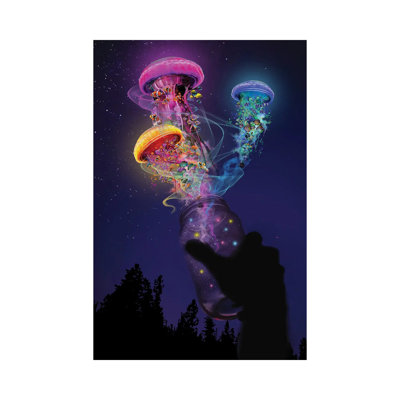 Jellyfish Out Of A Jar by David Loblaw - Wrapped Canvas Print