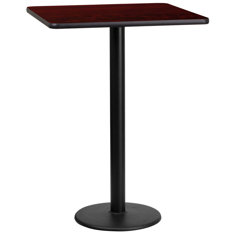Jack Square Laminate Table Top with Round Table Height Base, Black, 43.12" H x 24" W x 24" D