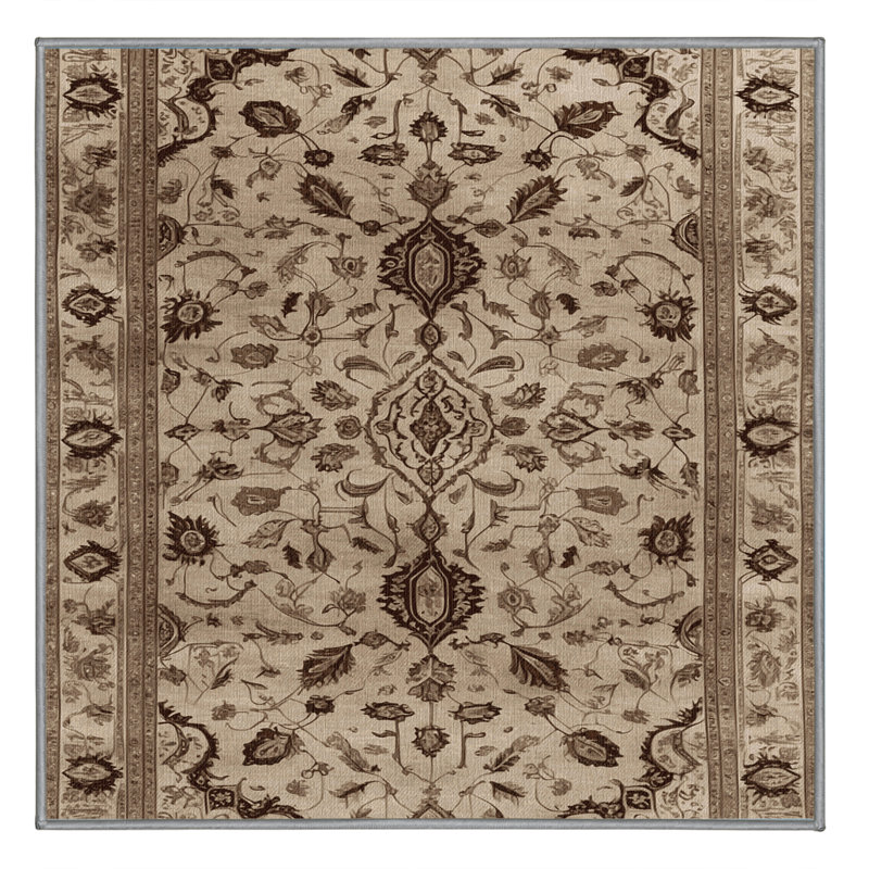 Tapis persan gris lavable à la machine, Carré 4 pi
