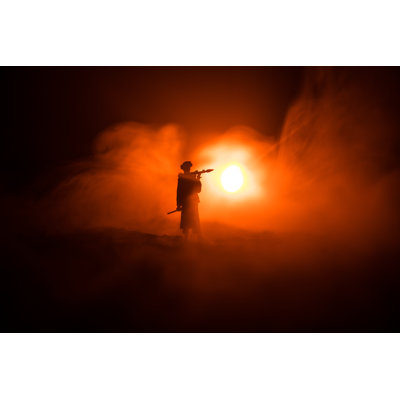Military Soldier Silhouett by Zeferli - Wrapped Canvas Print