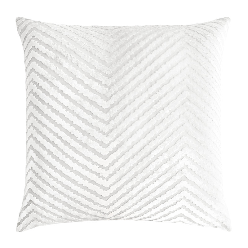 Chevron Velvet Pillow Cover & Insert, White, 20"H x 20"W