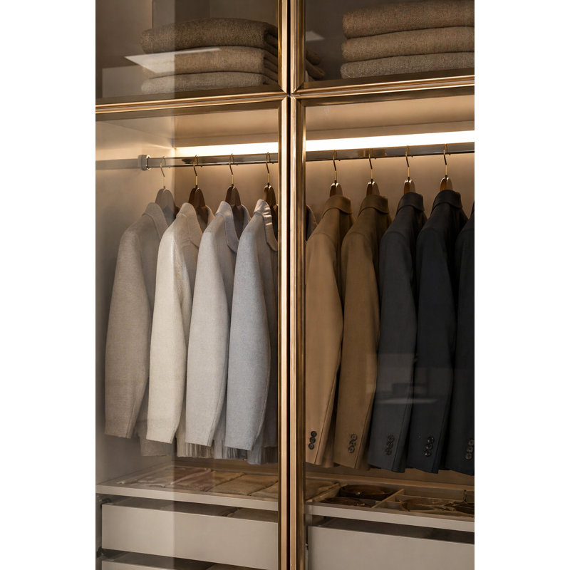 Armoire de luxe à porte vitrée moderne de 93 po de hauteur, 4 portes, 36 po de largeur - armoire à cadre doré