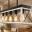5-light farmhouse linear kitchen island chandelier with white finish