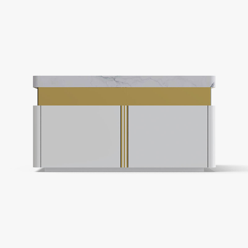 Table basse avec tiroirs de rangement, petit carré blanc de luxe Sophie