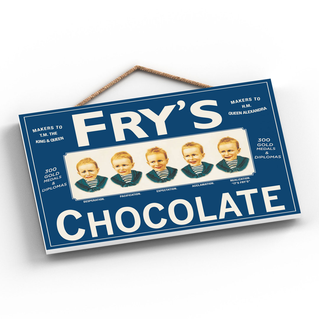 Fry's Chocolate Vintage Retro Poster Design On Wooden Plaque