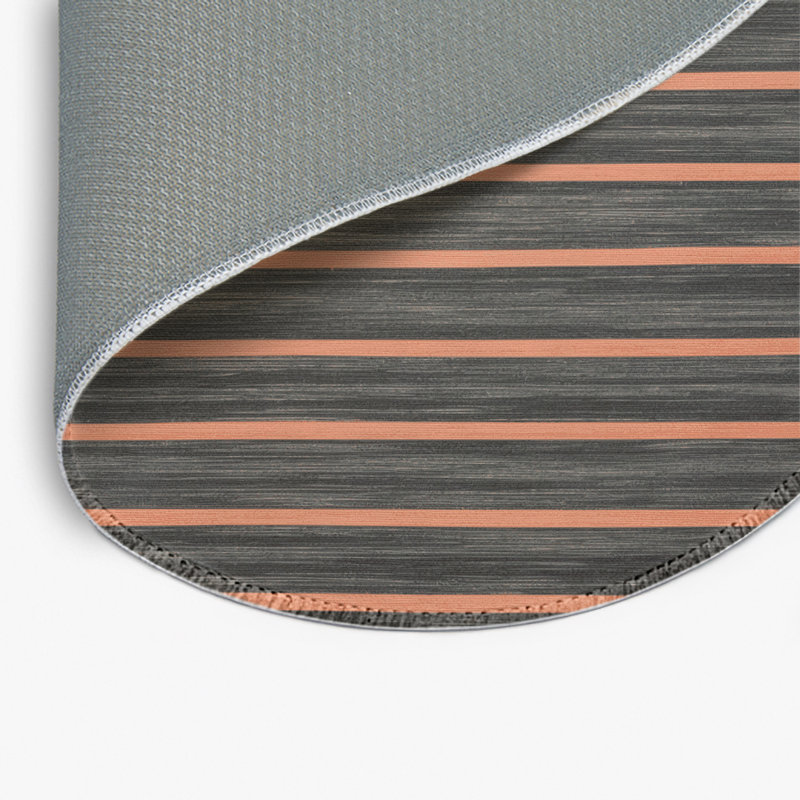 Tapis intérieur / extérieur noir HorizontalStripes, Rond 5 pi