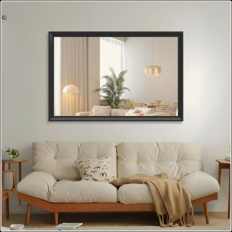 Miroir de salle de bain rectangulaire surdimensionné moderne pour salle de bain, 60 po x 40 po, Noir