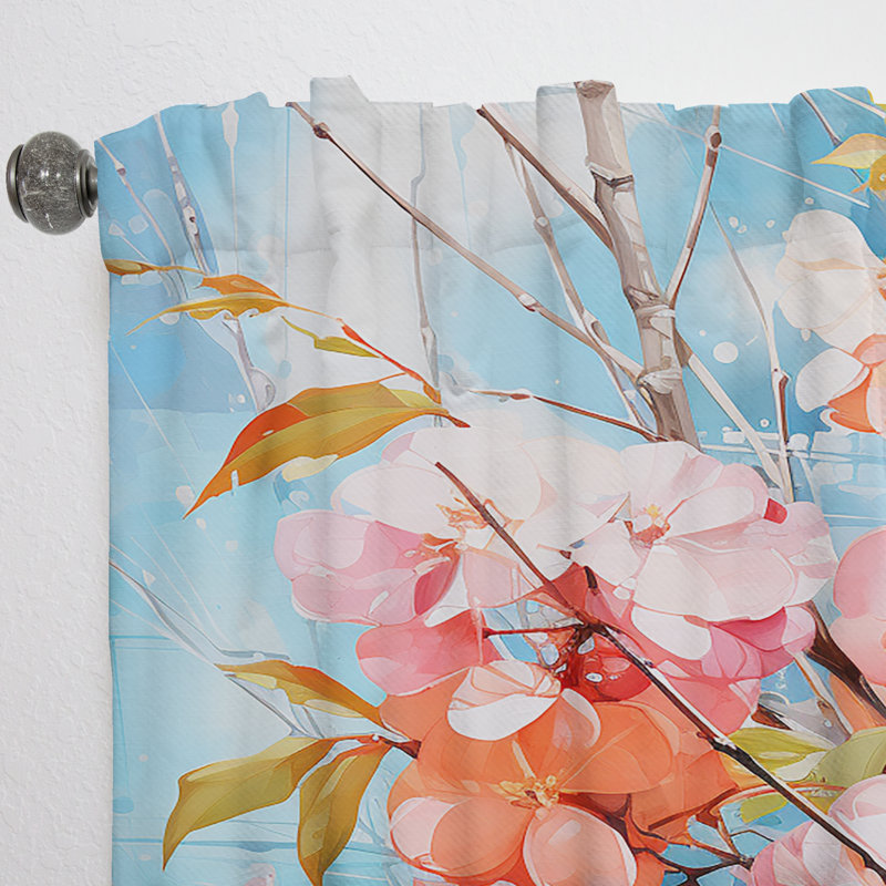 Bamboo Dreams I - Flowers Curtain - Room Darkening Floral Curtain - 1 Panels, 52" W x 108" L