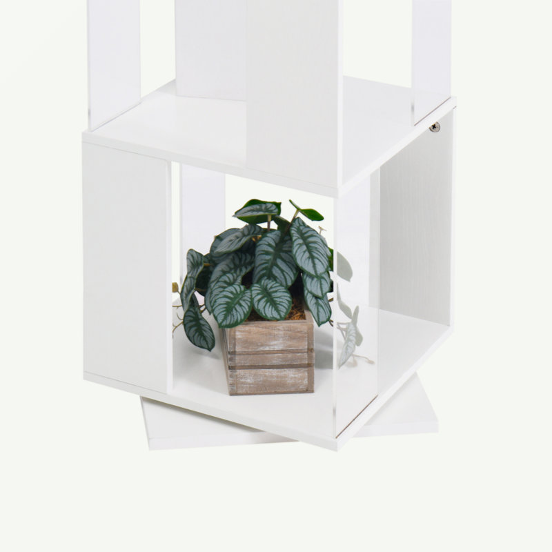6 Tier Rotating Bookshelf, Floor Rack Simple Bookcase  With Acrylic Plate Student Multi-Function Creative Bookshelf For Living Room