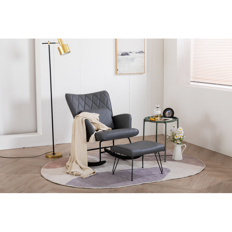 Chaise berçante avec repose-pieds Kaycion, Gris