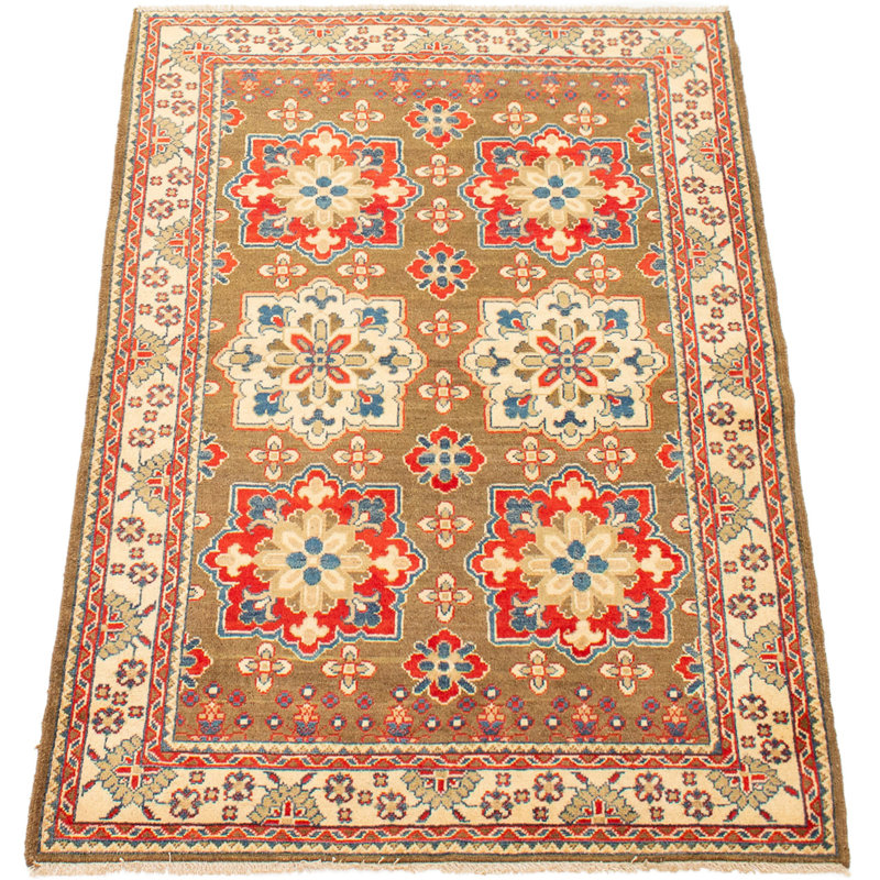 Tapis de zone en laine 3 pi 11 po x 5 pi 9 po à la main one-of-kind-noué la 2010 gazni brun Hypoluxo