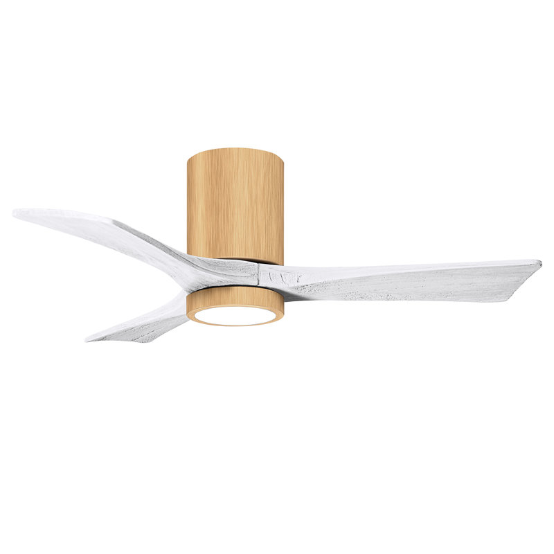 Olivier à 3 pales DEL standard avec ventilateur de plafond et ensemble d'éclairage inclus, Blanc mat, Érable clair, 42"