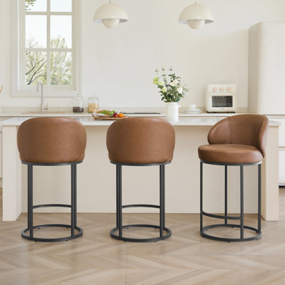 Tabouret de comptoir pivotant 27 po avec structure cylindrique en métal Angelick
