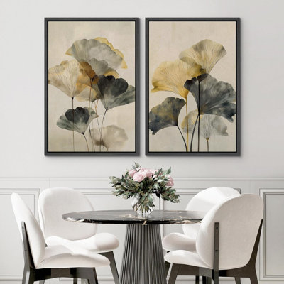 «Gold Ginkgo Leaf», art botanique neutre minimaliste moderne, impression sur toile