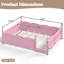Grand lit au sol Montessori avec garde-corps pleine longueur, bibliothèque, base de lit pour enfant rose-130778361