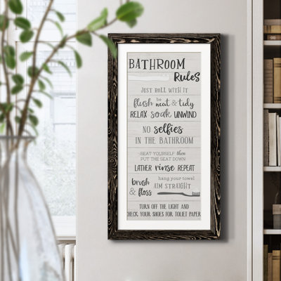 "Bathroom Rules" - Art textuel sur toile