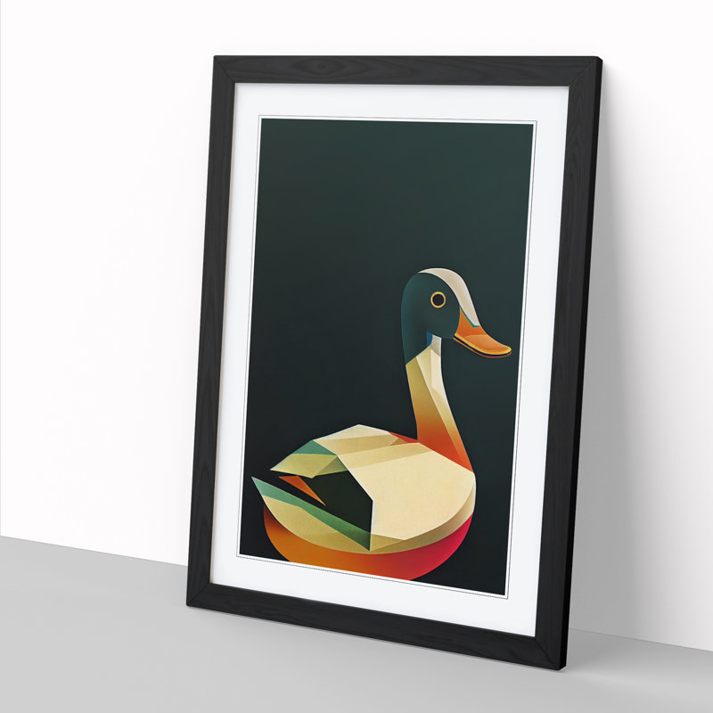 Hillburn Duck Abstract Art - Picture Frame Print, Black, 64cm H x 46cm W x 2cm D