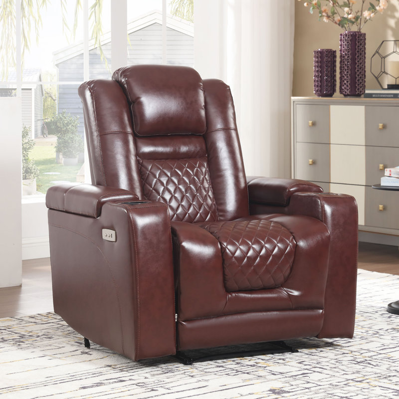 Fauteuil inclinable Barbre, Similicuir brun
