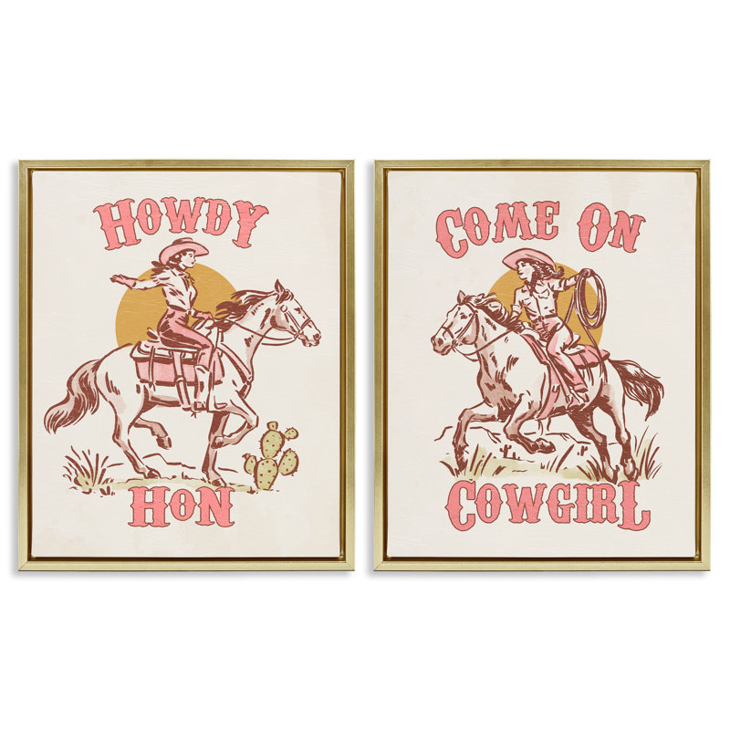  "Pastel Cowgirl", ensemble de 2 toiles flottantes encadrées par Victoria Barnes, H 31 po x l 25 po