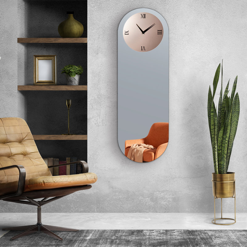 Jeni Mirrored Oval Wall Clock