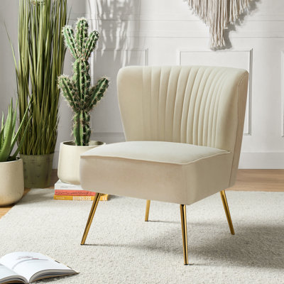 Leona Velvet Accent Chair with Metal Legs