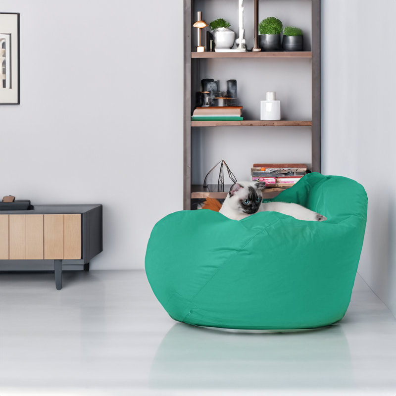Fauteuil à billes et chaise longue en polyester, Polyester turquoise