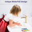 Robinet cascade pour salle de bain à poignée simple en or brossé avec plaque de pont et drain de débordement - Pop Up Trustworthiness-124831514