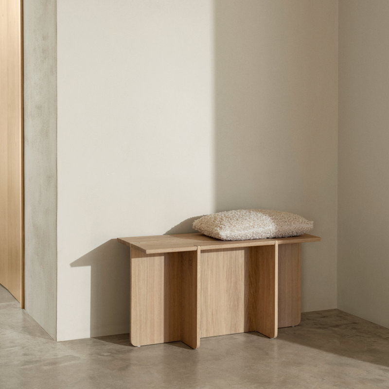 ENGAWA Natural White Oak Bench, Black