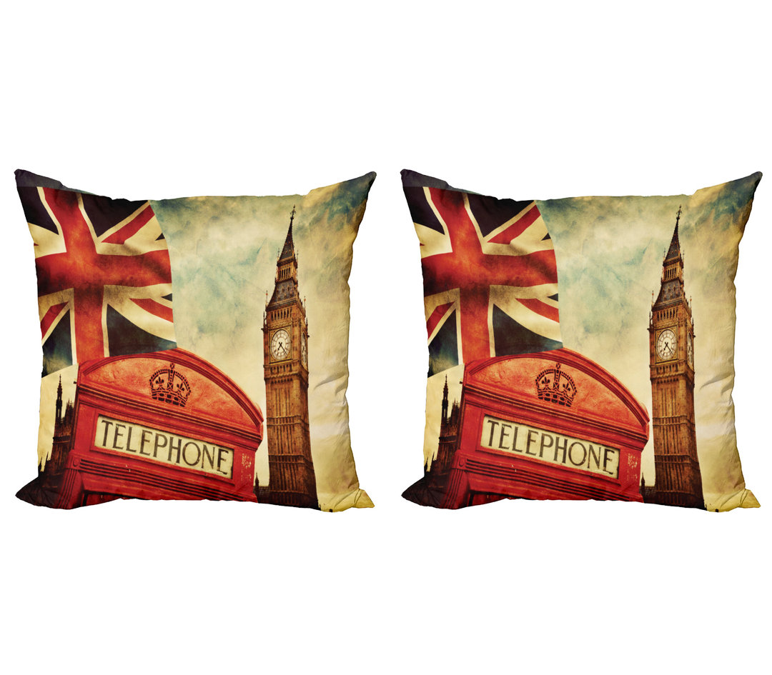 Kissen Kissenbezug 2er Pack, Big Ben England London, Multicolor