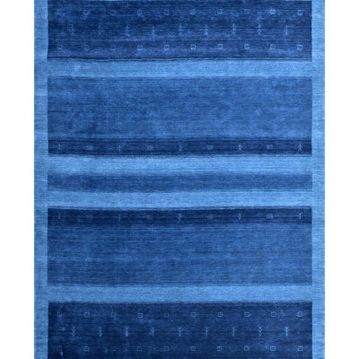 Hand Knotted Geometric Area Rug in Blue