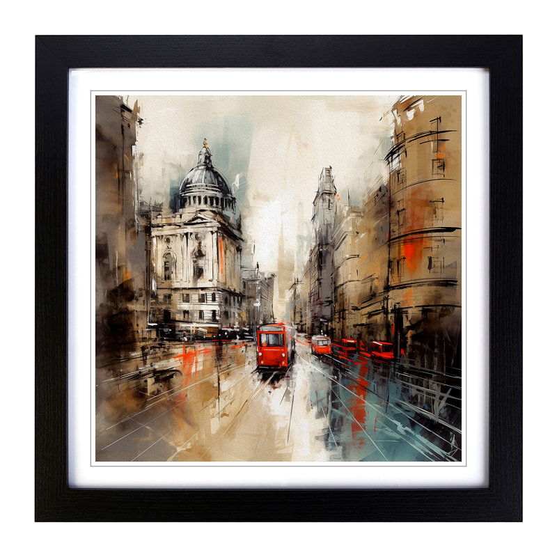 City Of London Gestural Art No.3 - Framed Print, Black