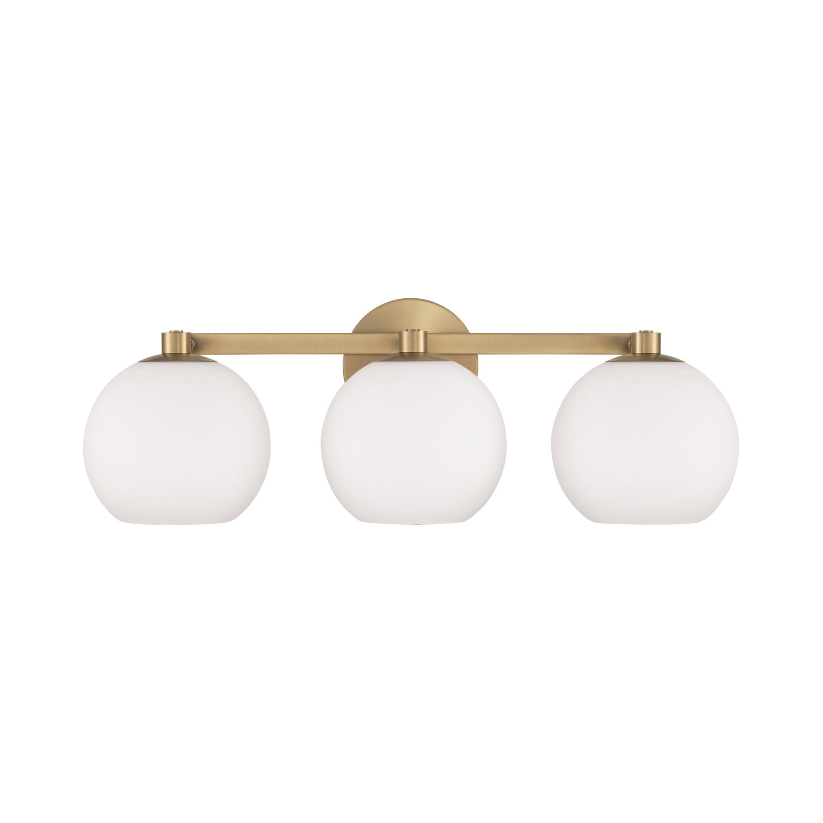 Ansley 3 Light Frosted Dimmable Vanity Light, Aged Brass