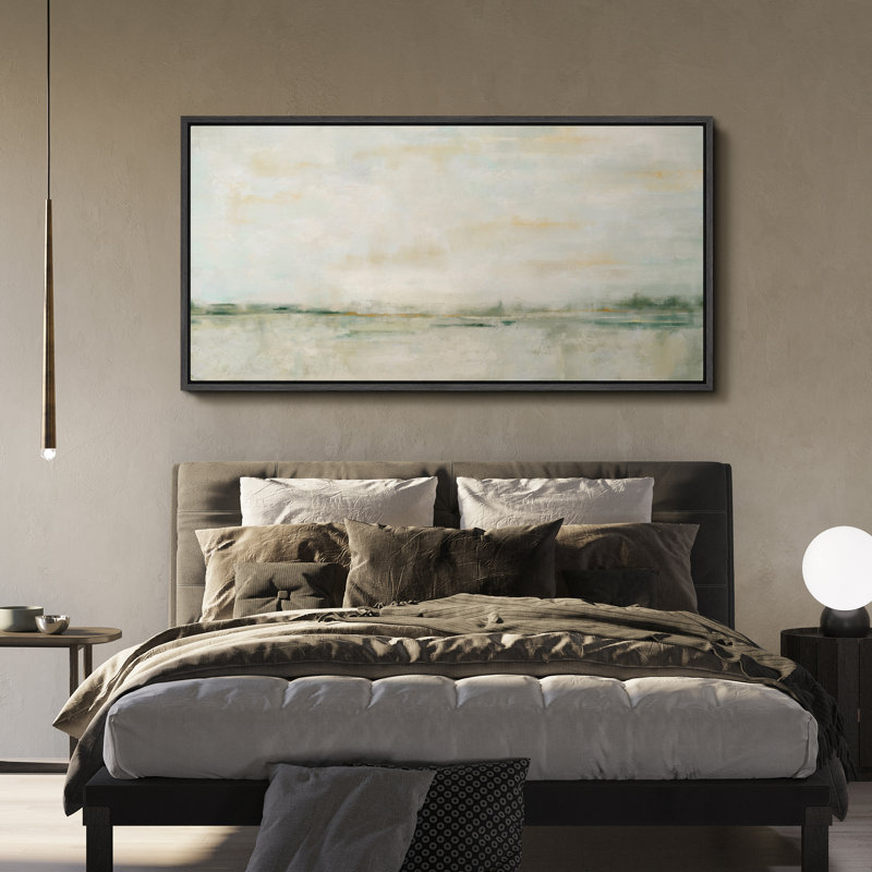 Minimal Landscape Subtle Abstract in Soft Tones Modern Art Extra Large Artwork Print Wall Art, 30" H x 60" W, Black