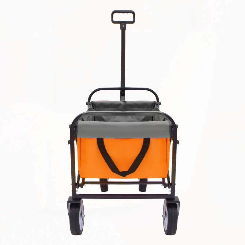 Chariot pliable à roulettes pliable avec roues, Orange