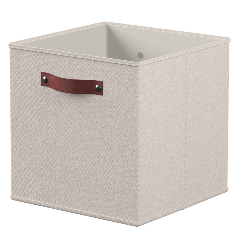 Ebern Designs Fabric Bin, 13" H x 13" W x 13" D, Beige