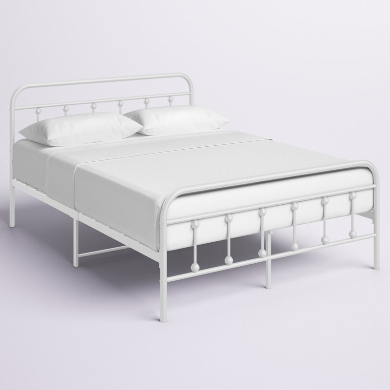 Gauvin 40" Steel Platform Bed Frame, Queen, White